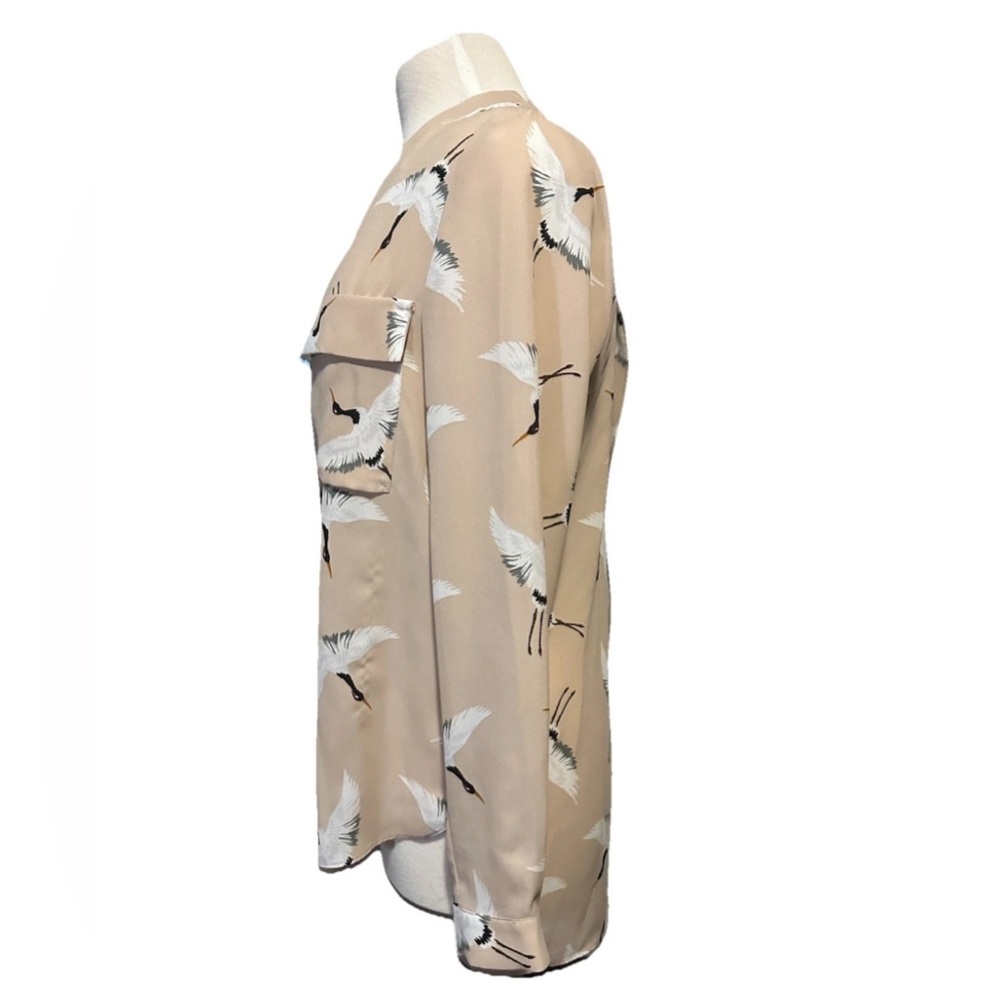 Zara Basic Collection Size M Bird Print Shirt Blo… - image 2